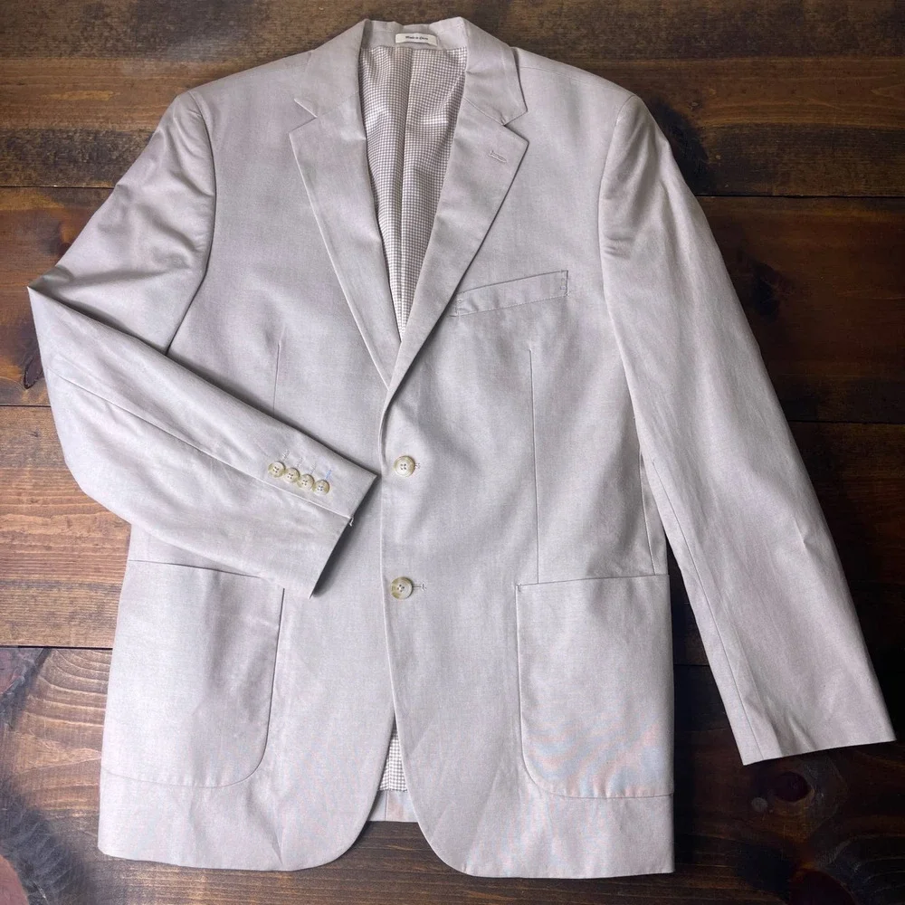 Southern Pines Tan Cotton Sports Coat Blazer Lightweight Lined Men's Size Medium